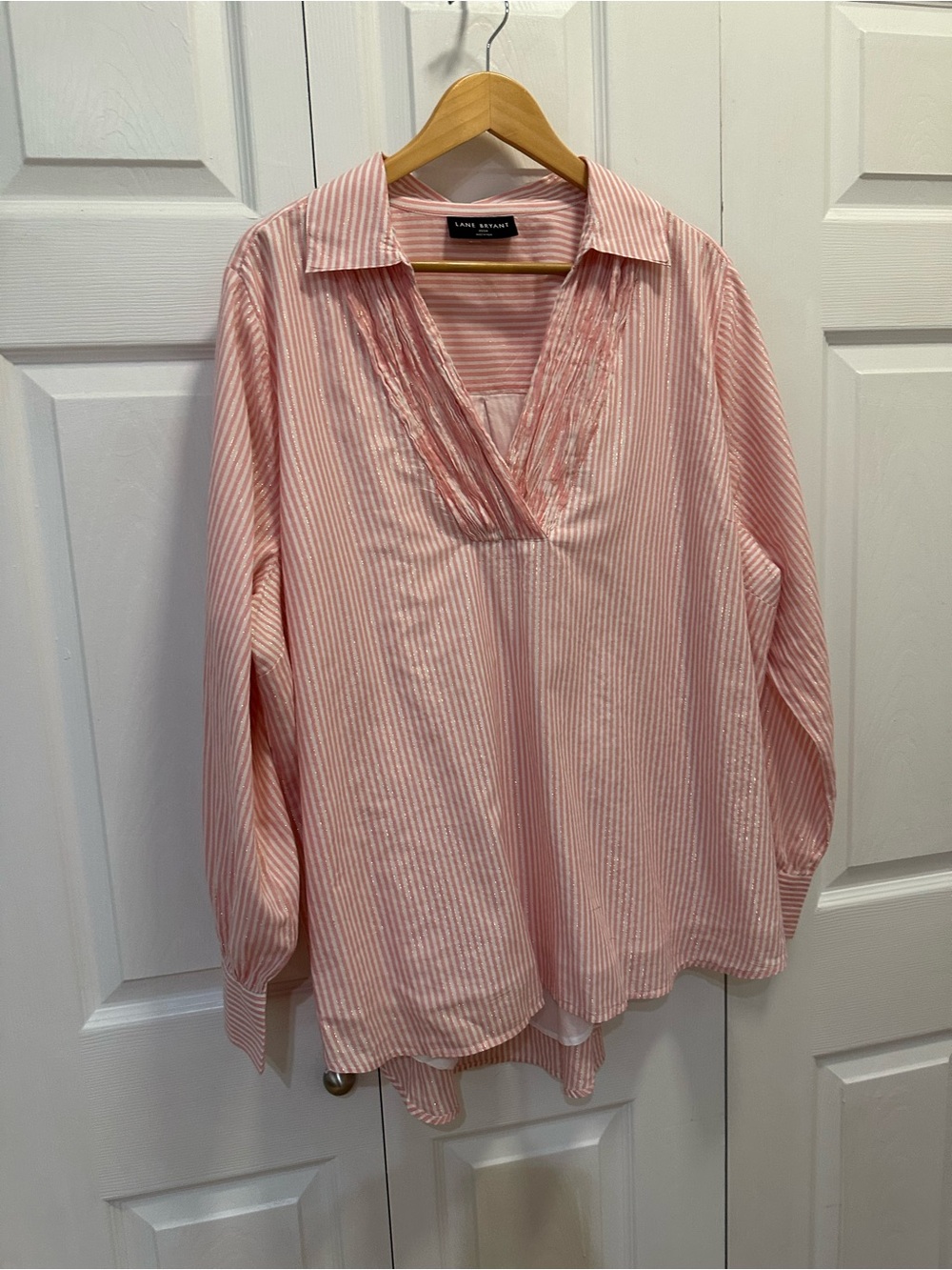 Lane Bryant Pink Striped Women’s Shirt